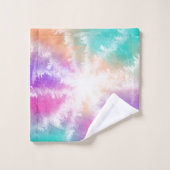 Tie Dye Pastel Roze Sinaasappel Blauwgroen Paarse Bad Handdoek (Wasdoekje)