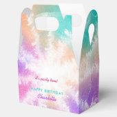 Tie Dye Pastel Roze Sinaasappel Blauwgroen Paarse Bedankdoosjes (Geopend)