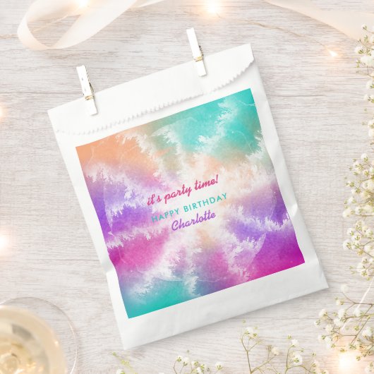 Tie Dye Pastel Roze Sinaasappel Blauwgroen Paarse  Bedankzakje (Geknipt)