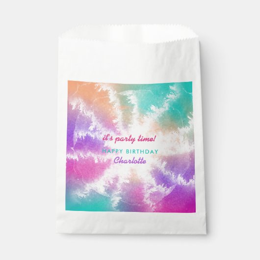 Tie Dye Pastel Roze Sinaasappel Blauwgroen Paarse  Bedankzakje (Voorkant)