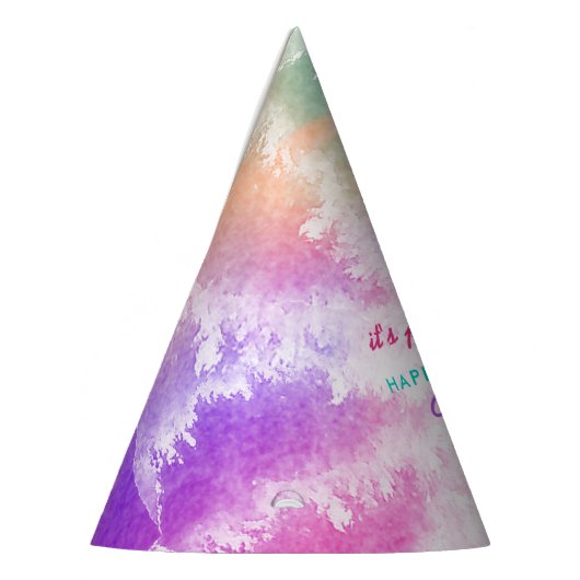 Tie Dye Pastel Roze Sinaasappel Blauwgroen Paarse  Feesthoedjes (Links)