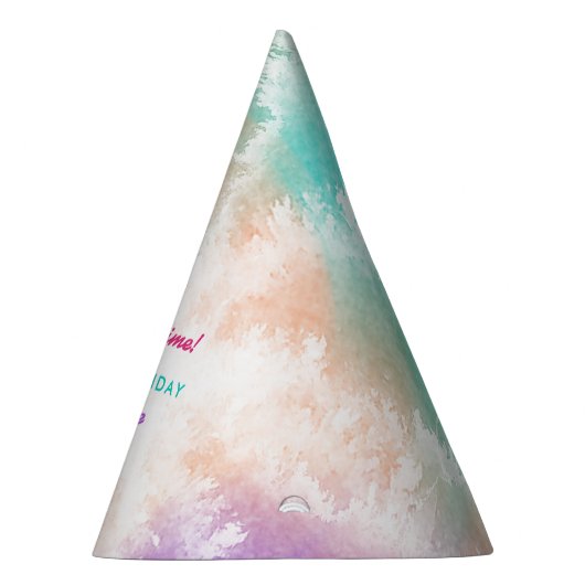 Tie Dye Pastel Roze Sinaasappel Blauwgroen Paarse  Feesthoedjes (Rechts)