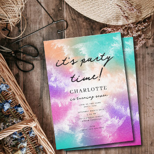 Tie Dye Pastel Roze Sinaasappel Blauwgroen Paarse  Kaart