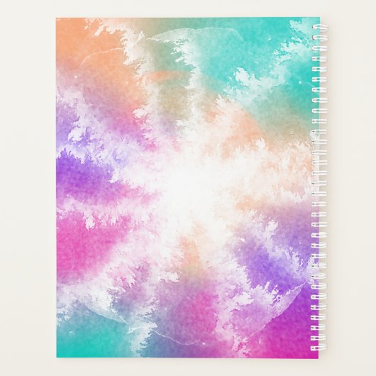 Tie Dye Pastel Roze Sinaasappel Blauwgroen Paarse  Planner (Achterkant)