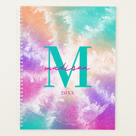 Tie Dye Pastel Roze Sinaasappel Blauwgroen Paarse  Planner (Voorkant)
