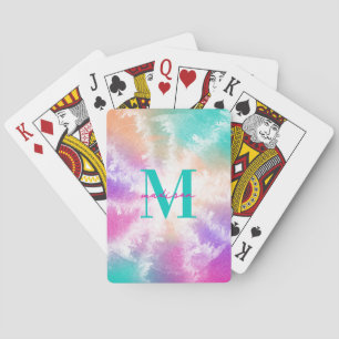 Tie Dye Pastel Roze Sinaasappel Blauwgroen Paarse  Pokerkaarten