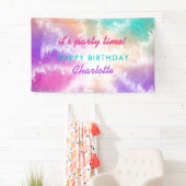 Tie Dye Pastel Roze Sinaasappel Blauwgroen Paarse  Spandoek (Insitu)