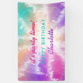 Tie Dye Pastel Roze Sinaasappel Blauwgroen Paarse  Spandoek (Verticaal)