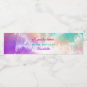 Tie Dye Pastel Roze Sinaasappel Blauwgroen Paarse  Waterfles Etiket (Enkel label)