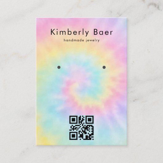 Tie Dye Pastel Waterverf 70s Oorbel Display Visitekaartje (Voorkant)