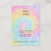 Tie Dye Pastel Waterverf 70s Oorbel Display Visitekaartje (Achterkant)