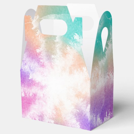 Tie Dye Pastel Waterverf Roze Sinaasappel Blauwgro Bedankdoosjes (Geopend)