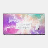 Tie Dye Pastel Waterverf Roze Sinaasappel Blauwgro Bureaumat (Keyboard & Muis)