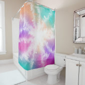 Tie Dye Pastel Waterverf Roze Sinaasappel Blauwgro Douchegordijn (In situ)