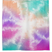 Tie Dye Pastel Waterverf Roze Sinaasappel Blauwgro Douchegordijn (Voorkant)