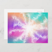 Tie Dye Pastel Waterverf Roze Sinaasappel Blauwgro Feestdagenkaart (Voorkant / Achterkant)