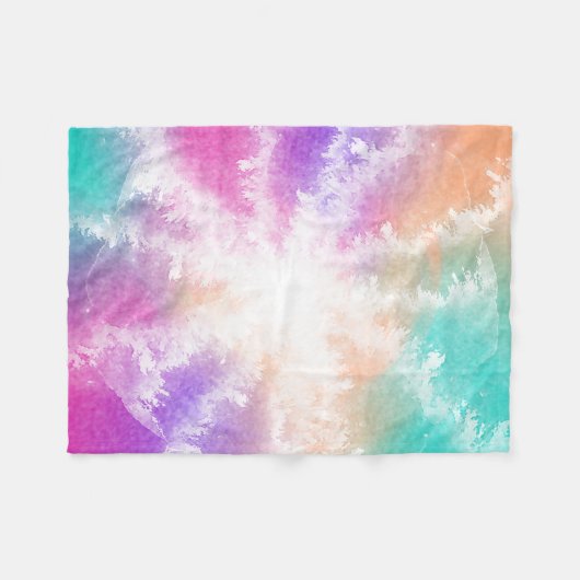 Tie Dye Pastel Waterverf Roze Sinaasappel Blauwgro Fleece Deken (Voorkant (Horizontaal))