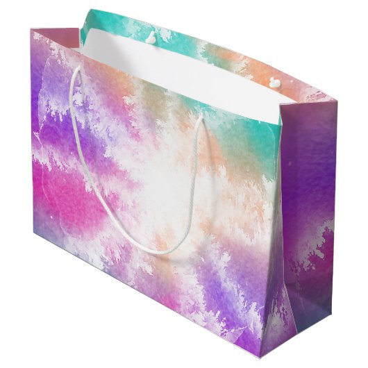 Tie Dye Pastel Waterverf Roze Sinaasappel Blauwgro Groot Cadeauzakje (Achterkant Gekanteld)