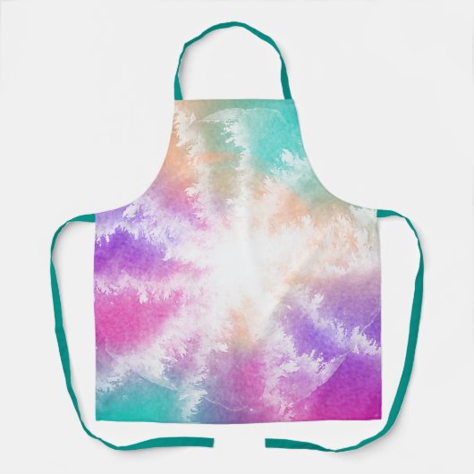 Tie Dye Pastel Waterverf Roze Sinaasappel Blauwgro Schort (Voorkant)