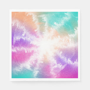 Tie Dye Pastel Waterverf Roze Sinaasappel Blauwgro Servet