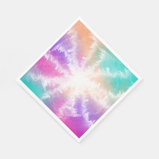 Tie Dye Pastel Waterverf Roze Sinaasappel Blauwgro Servet (Hoek)