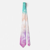 Tie Dye Pastel Waterverf Roze Sinaasappel Blauwgro Stropdas (Voorkant)