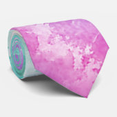 Tie Dye Pastel Waterverf Roze Sinaasappel Blauwgro Stropdas (Opgerold)