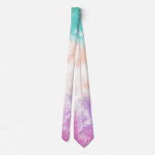 Tie Dye Pastel Waterverf Roze Sinaasappel Blauwgro Stropdas (Achterkant)