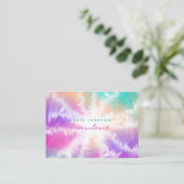 Tie Dye Pastel Waterverf Roze Sinaasappel Blauwgro Visitekaartje (Staand voorkant)