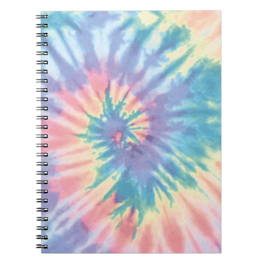 Tie Dye Pastel Zomer Spiral Tie Dye Regenboog Notitieboek (Voorkant)