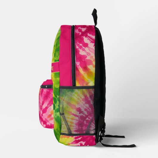 Tie Dye Pattern Groen Rood - aangepaste naam Bedrukte Rugzak (Rechts)