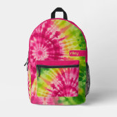 Tie Dye Pattern Groen Rood - aangepaste naam Bedrukte Rugzak (Voorkant)