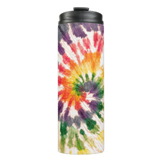 Tie dye pattern. Hand drawn rainbow shibori. Ink t Thermosbeker
