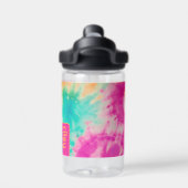 Tie Dye Pattern Hot Roze Sinaasappel Blauwgroen aa Waterfles (Achterkant)