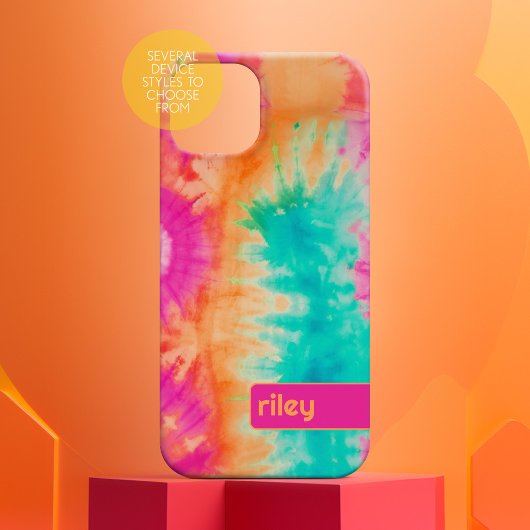 Tie Dye Pattern Hot Roze Sinaasappel Blauwgroen - Case-Mate iPhone Case