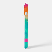 Tie Dye Pattern Hot Roze Sinaasappel Blauwgroen -  iPhone 15 Case (Linkerkant)