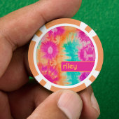 Tie Dye Pattern Hot Roze Sinaasappel Blauwgroen -  Poker Chips