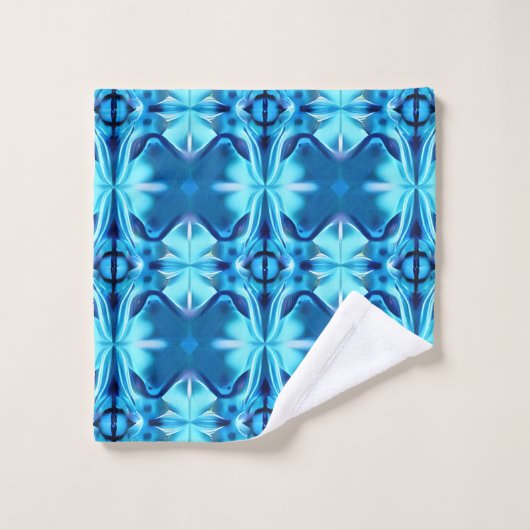 Tie Dye Pattern in Indigo en Ice Blue Bad Handdoek (Wasdoekje)