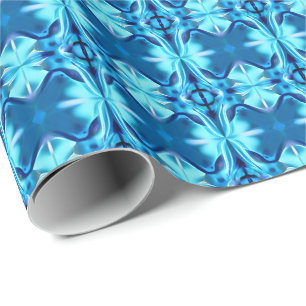 Tie Dye Pattern in Indigo en Ice Blue Cadeaupapier