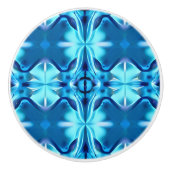 Tie Dye Pattern in Indigo en Ice Blue Keramische Knop (Voorkant)