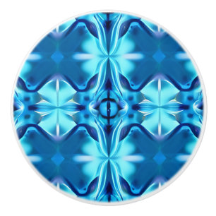 Tie Dye Pattern in Indigo en Ice Blue Keramische Knop