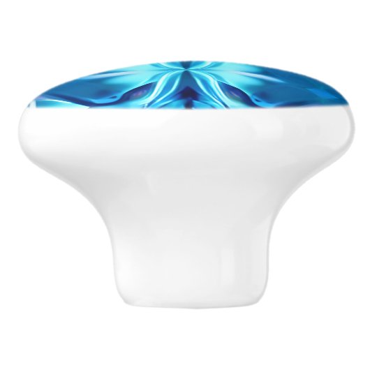 Tie Dye Pattern in Indigo en Ice Blue Keramische Knop (Zijkant)