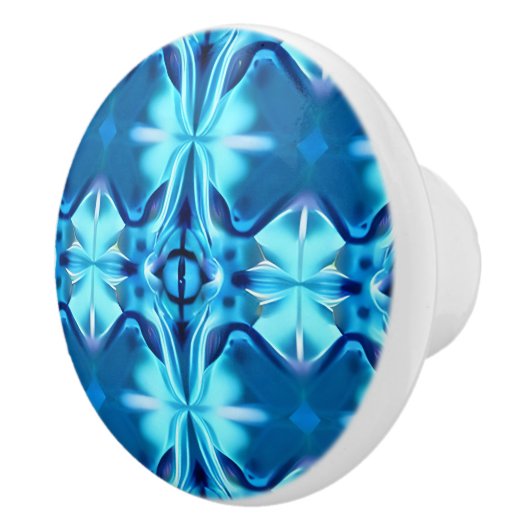 Tie Dye Pattern in Indigo en Ice Blue Keramische Knop (Rechts)