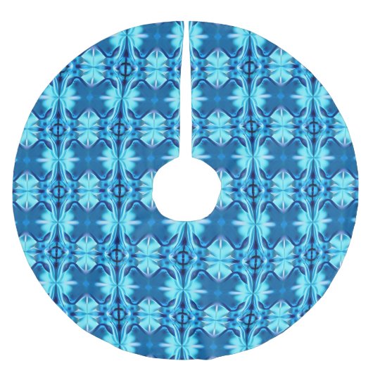 Tie Dye Pattern in Indigo en Ice Blue Kerstboom Rok (Voorkant)