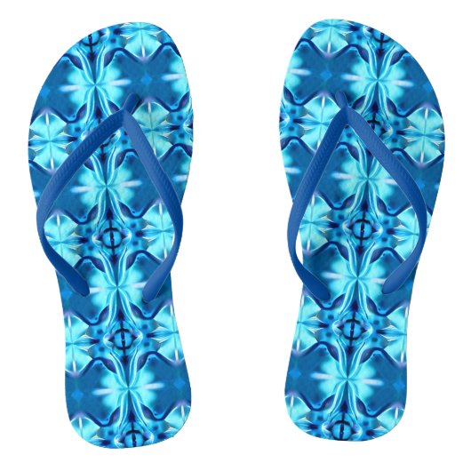 Tie Dye Pattern in Indigo en Ice Blue Teenslippers (Voetbed)