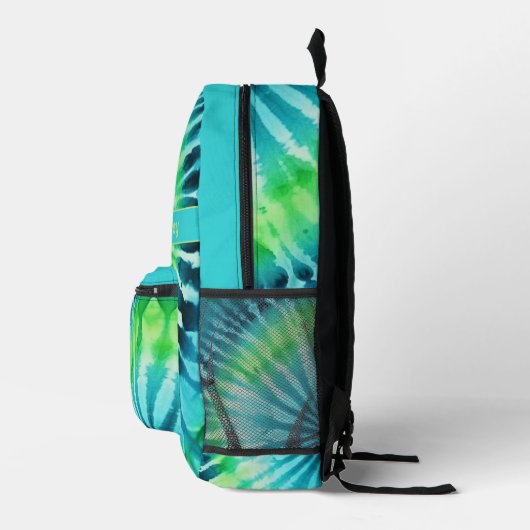 Tie Dye Pattern Limoen Aqua Blauwgroen - aangepast Bedrukte Rugzak (Rechts)