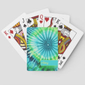 Tie Dye Pattern Limoen Aqua Blauwgroen - aangepast Pokerkaarten (Achterkant)