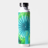 Tie Dye Pattern Limoen Aqua Blauwgroen - aangepast Waterfles (Links)