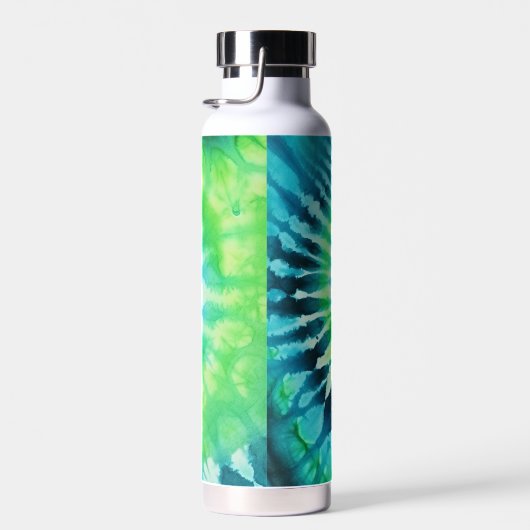 Tie Dye Pattern Limoen Aqua Blauwgroen - aangepast Waterfles (Rechts)