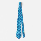 Tie Dye Pattern Necktie in Indigo en Ice Blue Stropdas (Voorkant)